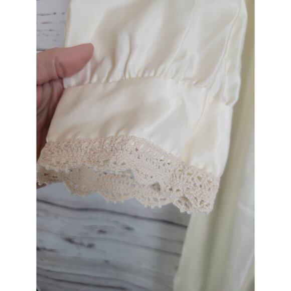 Vtg Neiman Marcus Bert Yelin Ivory Long Sleeve Nightgown Women's Size Medium - Picture 9 of 16
